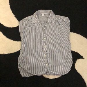Striped button down t-shirt